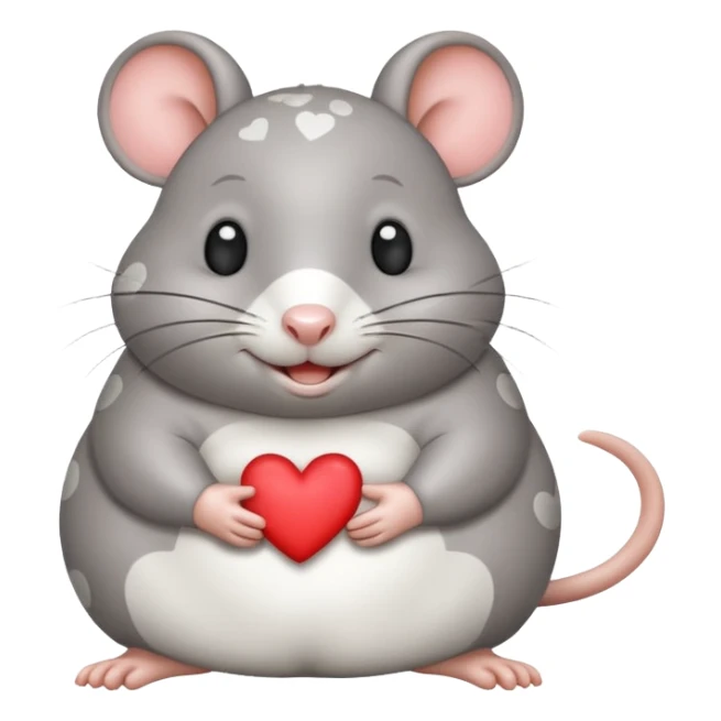little fat rat with hearts and it should be grey with white spots sticker