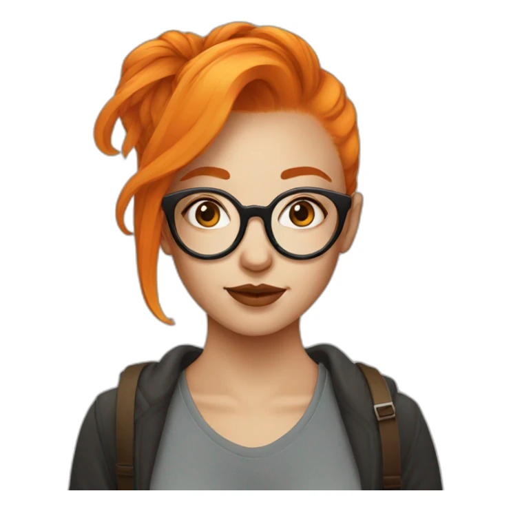 Orange hair girl with round glasses and septum piercing sticker