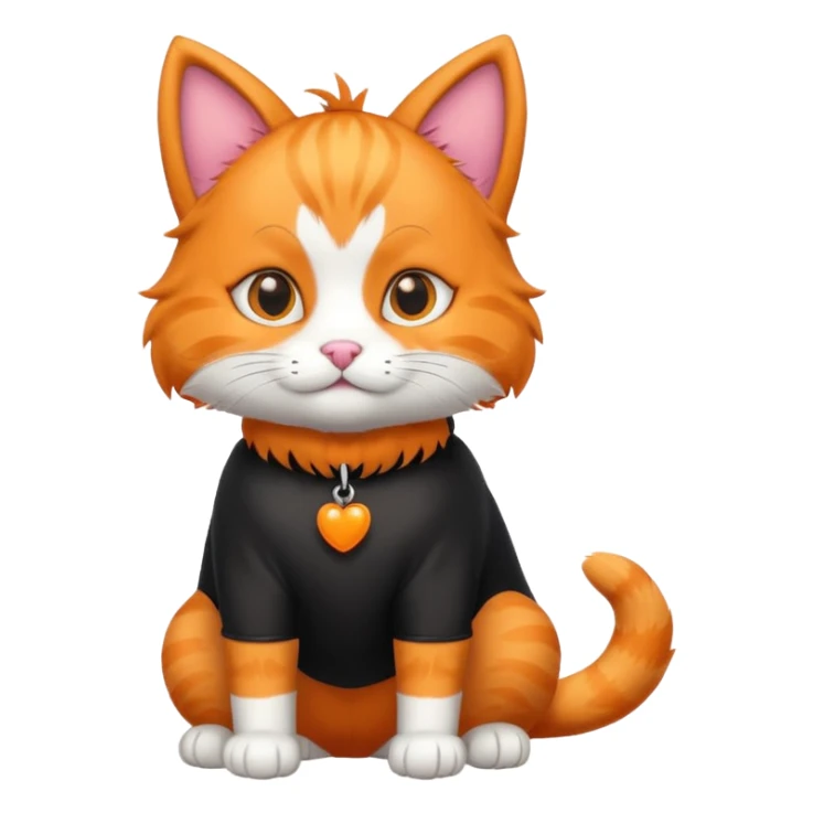 an orange cat that has a black dog costume on sticker