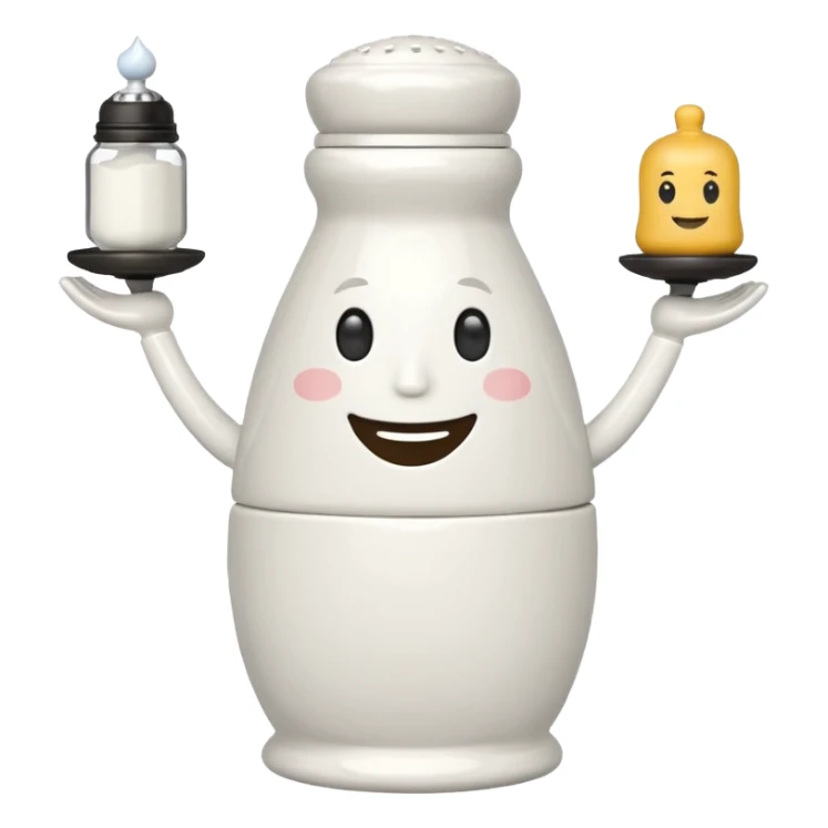 Salt shaker with a face natural has a 2 legs sticker