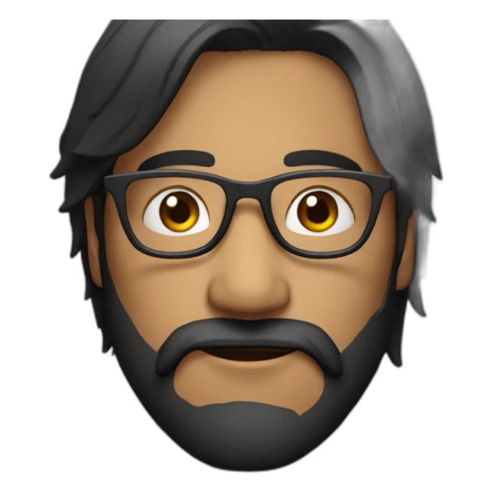 Face only black hair Indian with glasses and 3 daybeard sticker