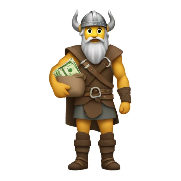 Viking holding a bag of money sticker