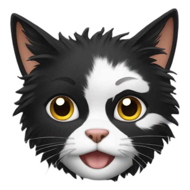 Black Cat with frazzled hair sticker
