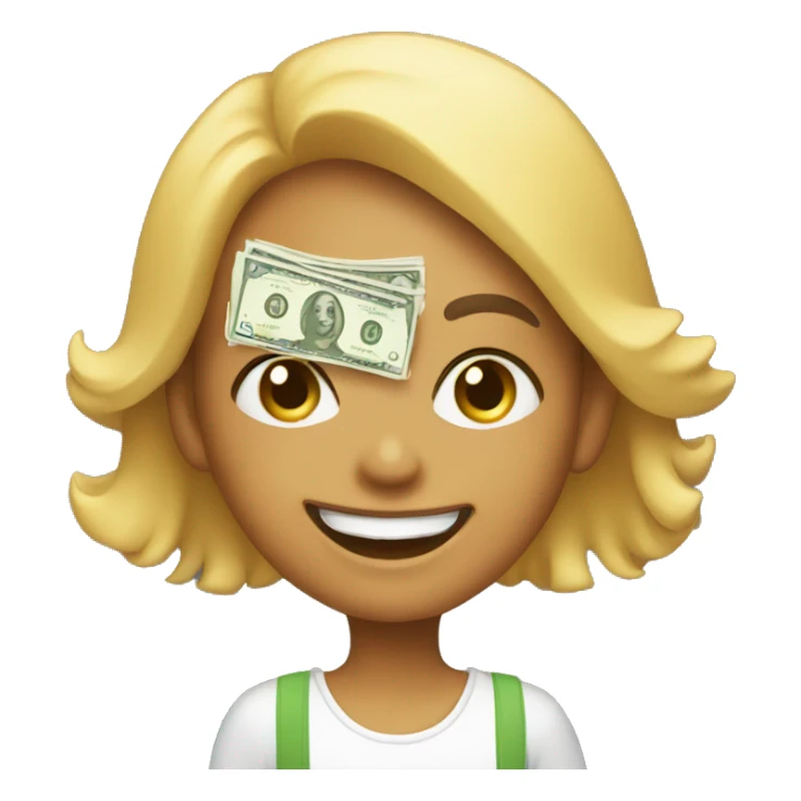Happy girl with money sticker