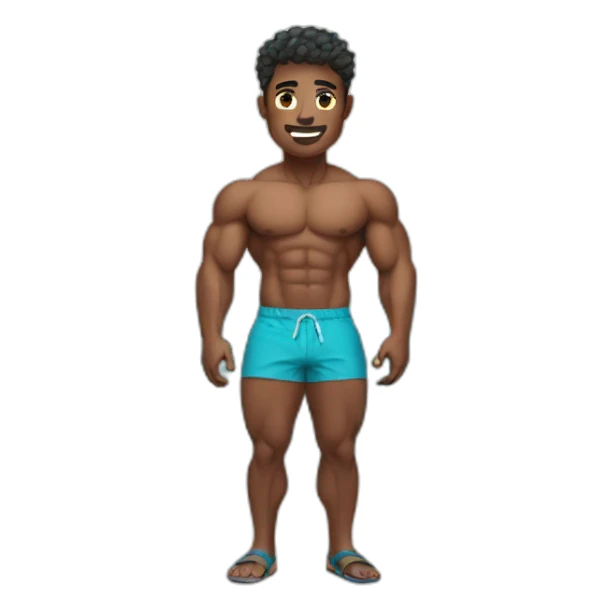  Muscle boy at beach with swim shorts sticker