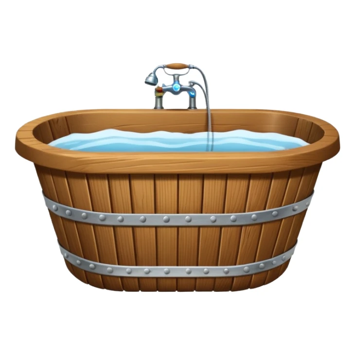 oaken tub ribbed with metal strips, for bathing sticker