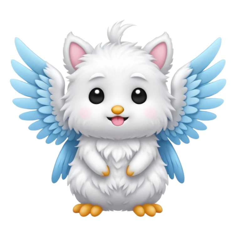 White furry cute kawaii winged cretin-creature (full body) sticker