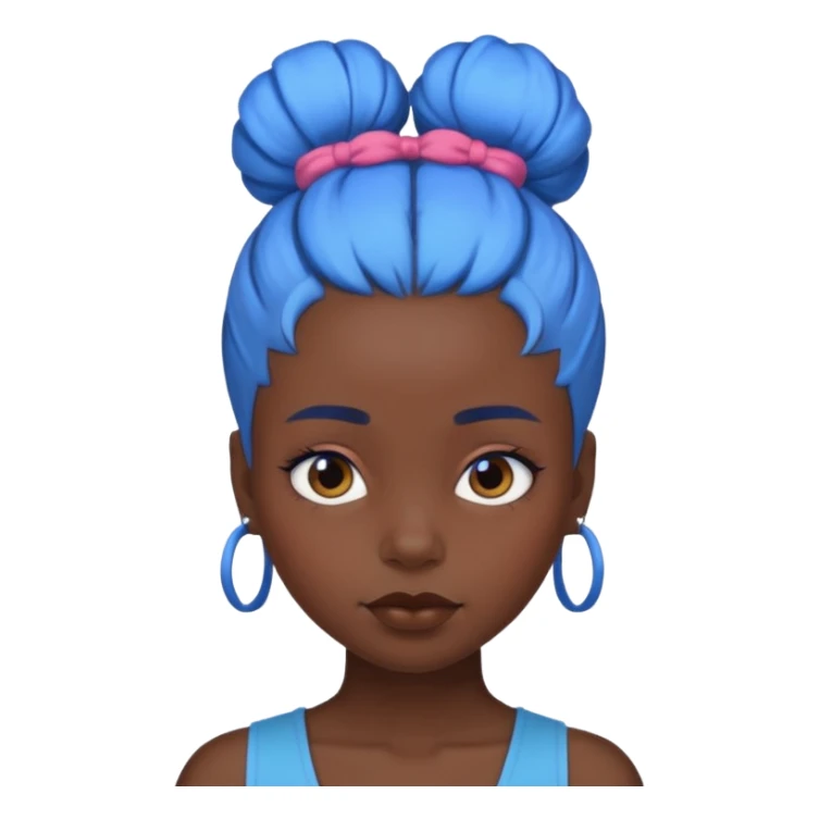 blue bun haired princess black girl sticker