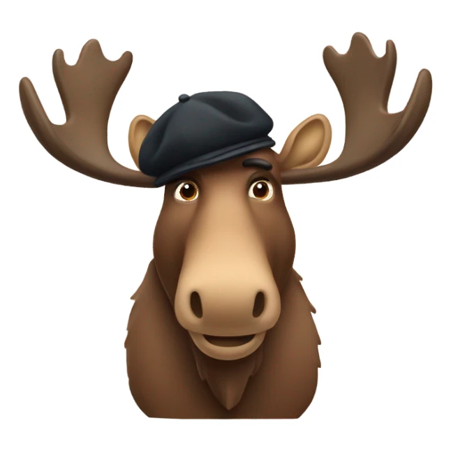 A moose with a beret on and a French moustache  sticker