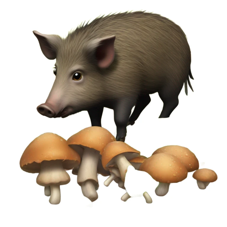 wild boar eating mushrooms sticker