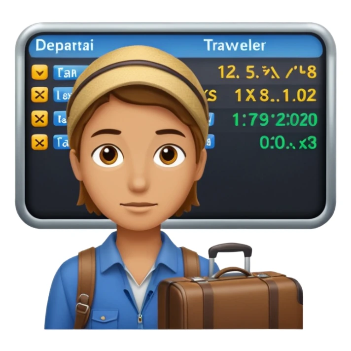 Traveler character with Looking toward a departure board  sticker