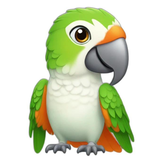 Green and white lil' female parrot with orange peak sticker