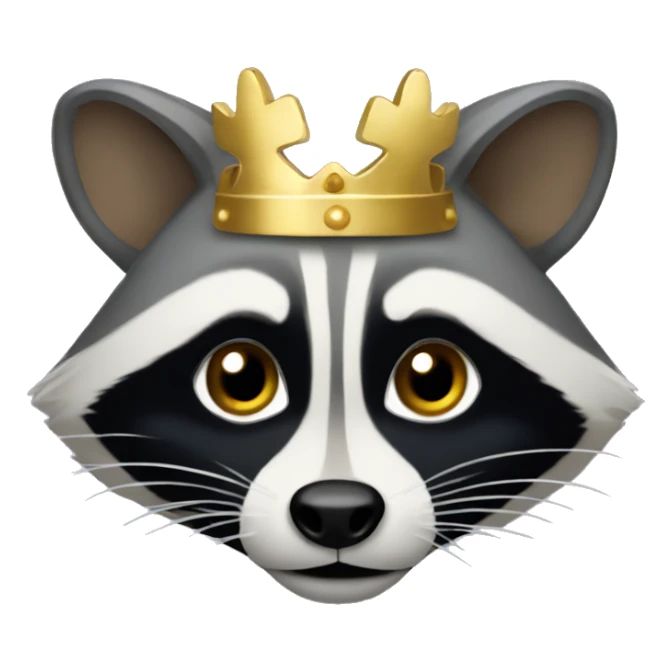 A raccoon with a little gold crown sticker