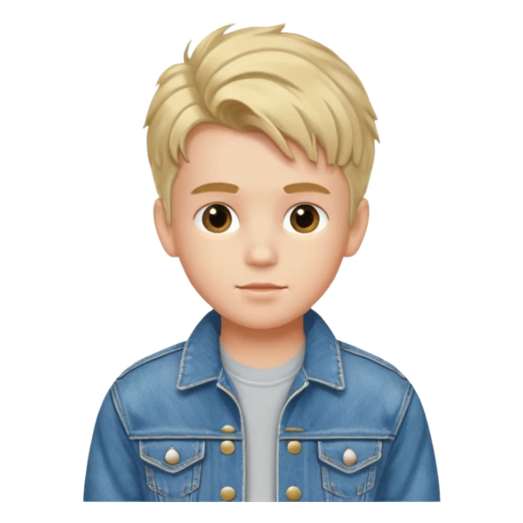 boy with 80s hairstyle and wears fancy denim jacket sticker