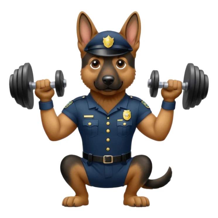 police dog in uniform lifting a dumbbell sticker