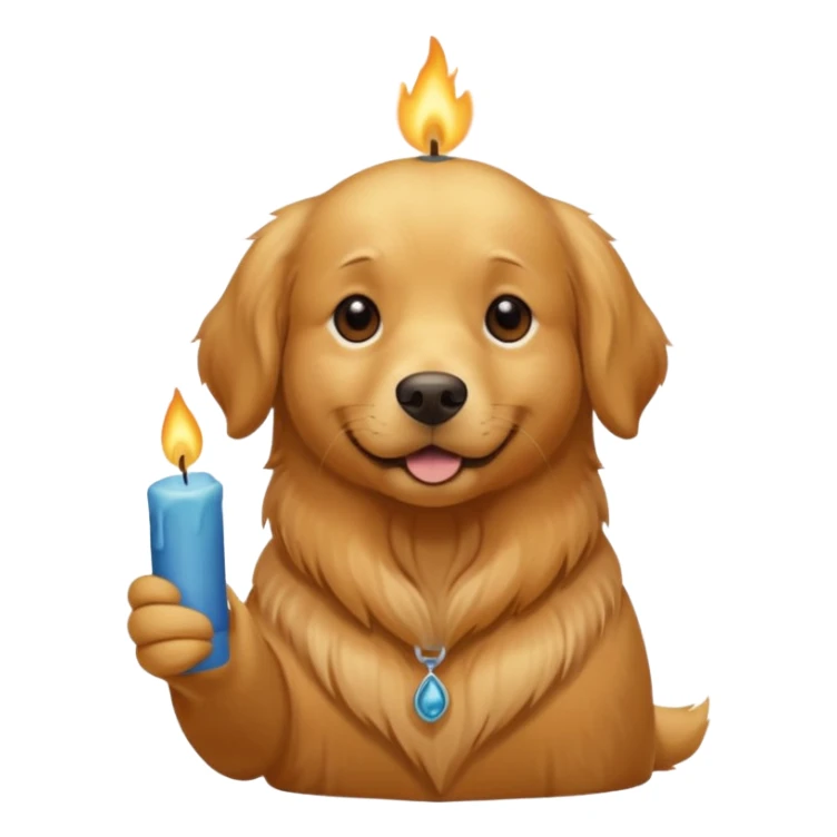 dog holding a lit aromatic candle in hand sticker