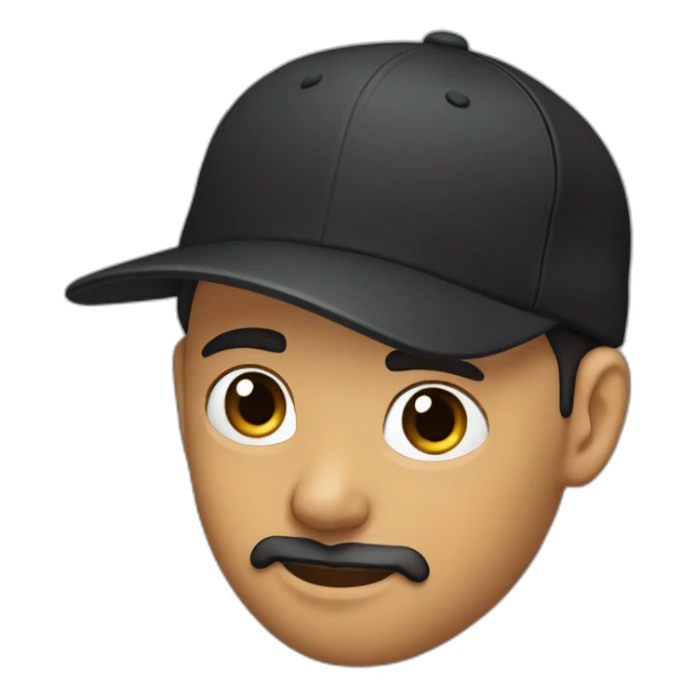 young man with a ponytail, a black cap, a mustache and a brown beard. he has an earring in both ears sticker