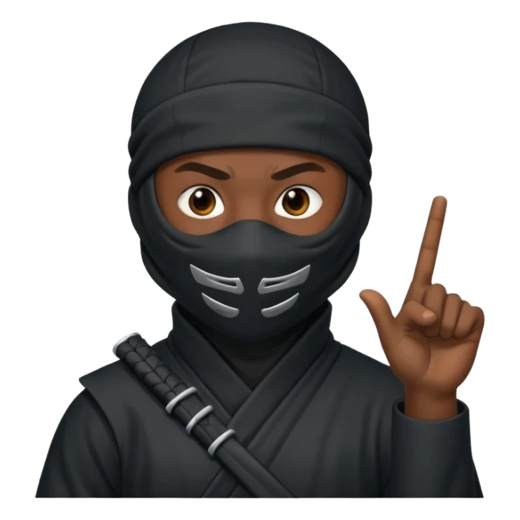 Crea un memoji con este emoji 🥷🏽 y este👈🏽 sticker