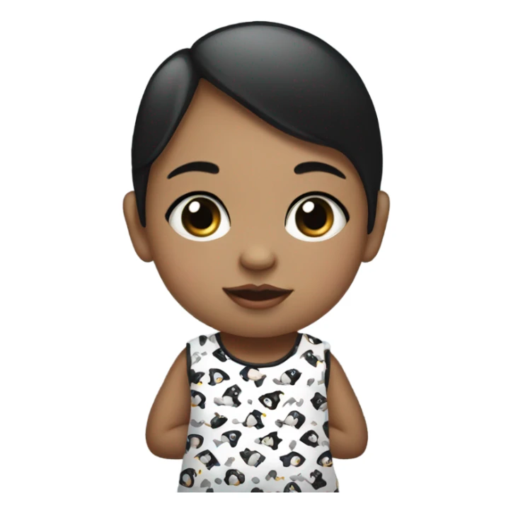 Baby girl in a penguin black and white sleep dress sticker