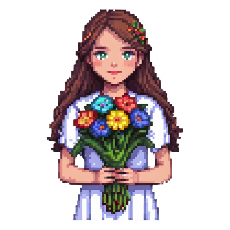 a cool girl holding a bouquet of flowers sticker