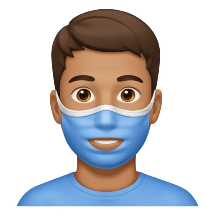 men's face with blue facial mask sticker