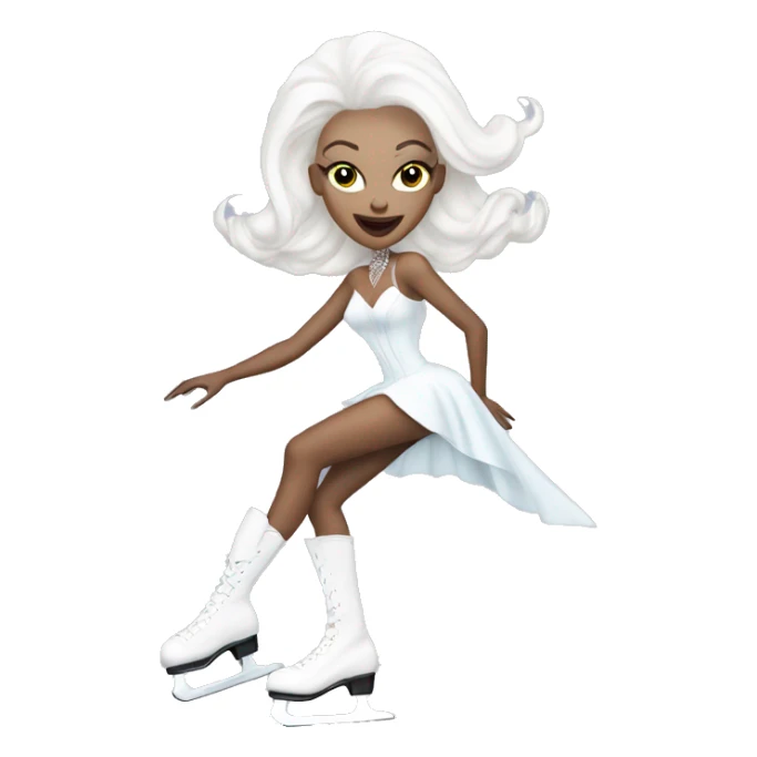 a white drag queen with bald head ice skating sticker