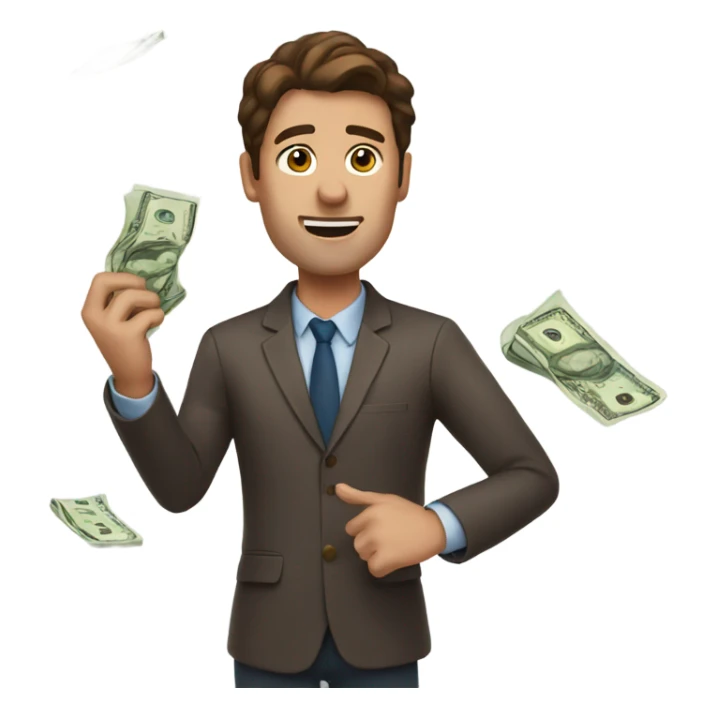 Brown hair man throwing money sticker