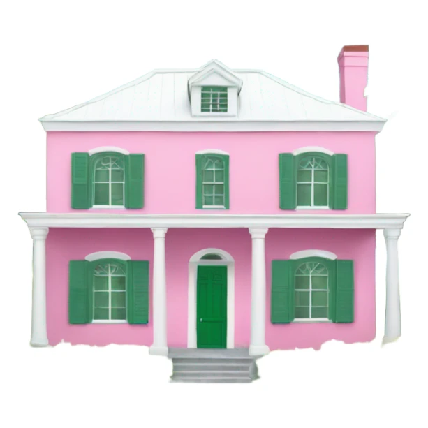 Pink Bermuda house white roof green shutters sticker