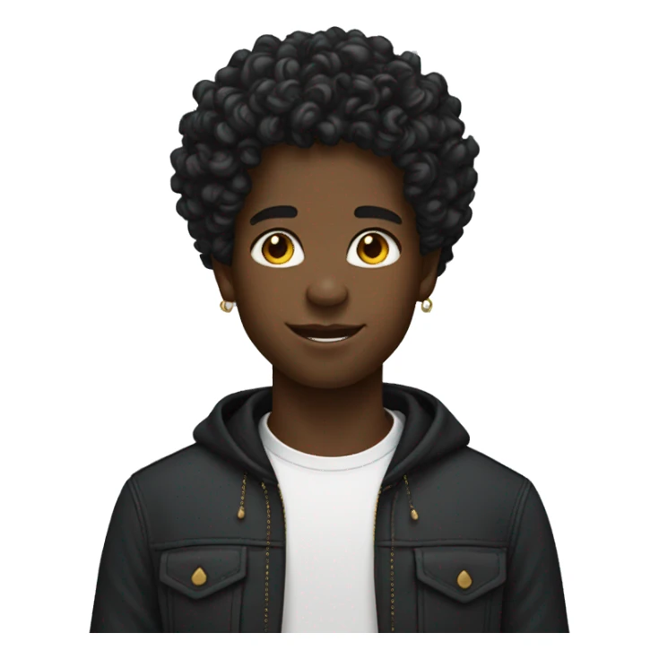 black boy with curly hair with earrings  sticker