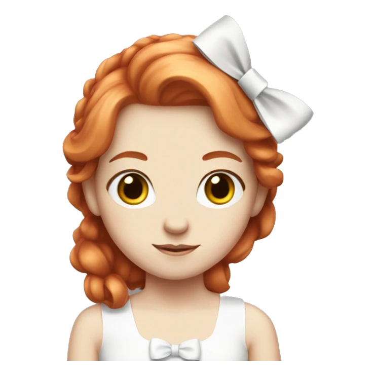 Red-haired girl with white bow in hair with pale skin sticker