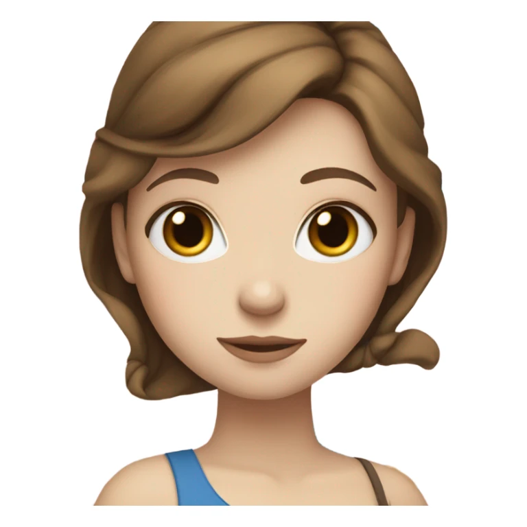 White girl with brown hair and blue eyes, flowers sticker