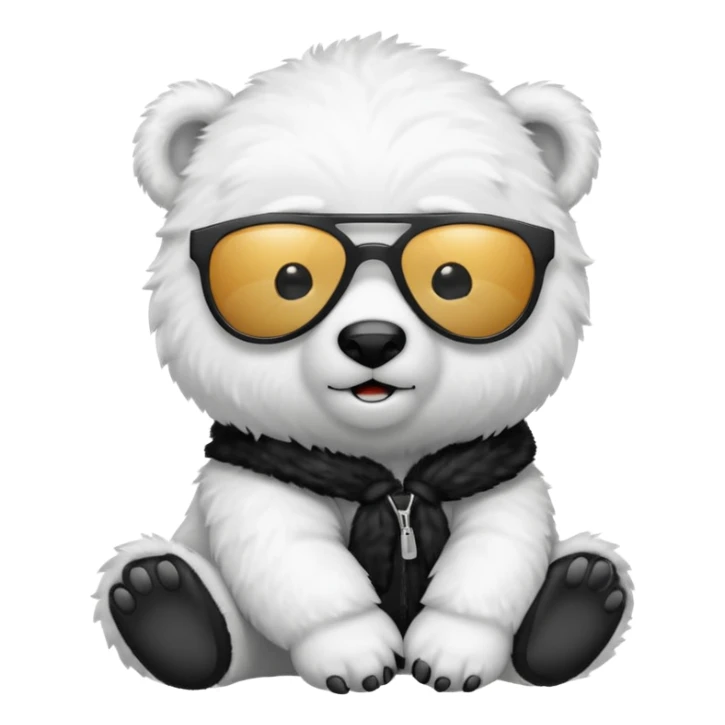 baby polar bear wear black sunglasses sticker