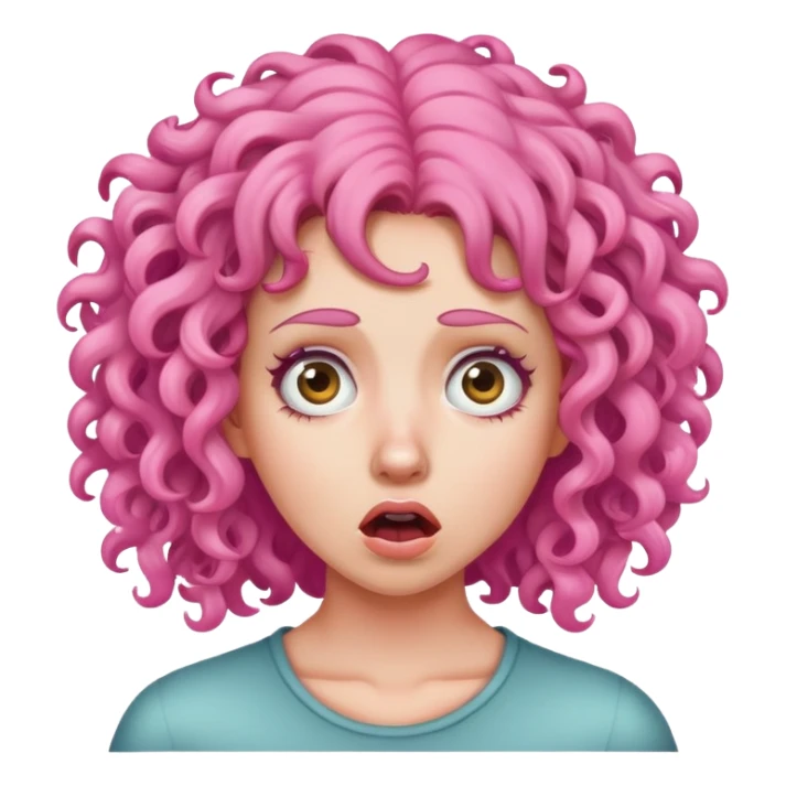 woman with pink curly hair scared sticker