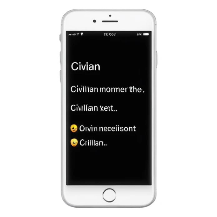 in the phone the text CIVILIAN sticker