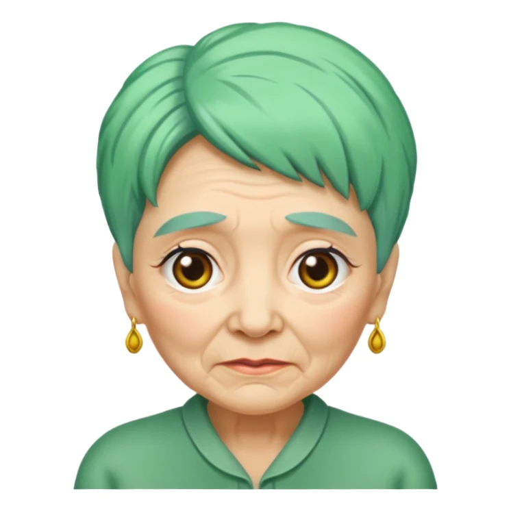 green haired grandma with wrinkles  sticker