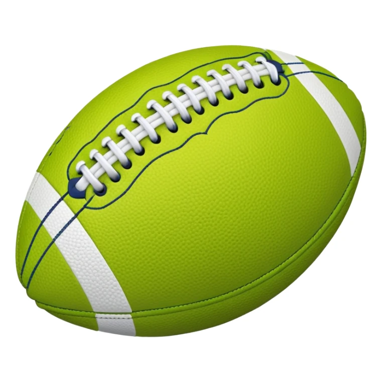 American football with lime green leather and navy-blue stitching sticker
