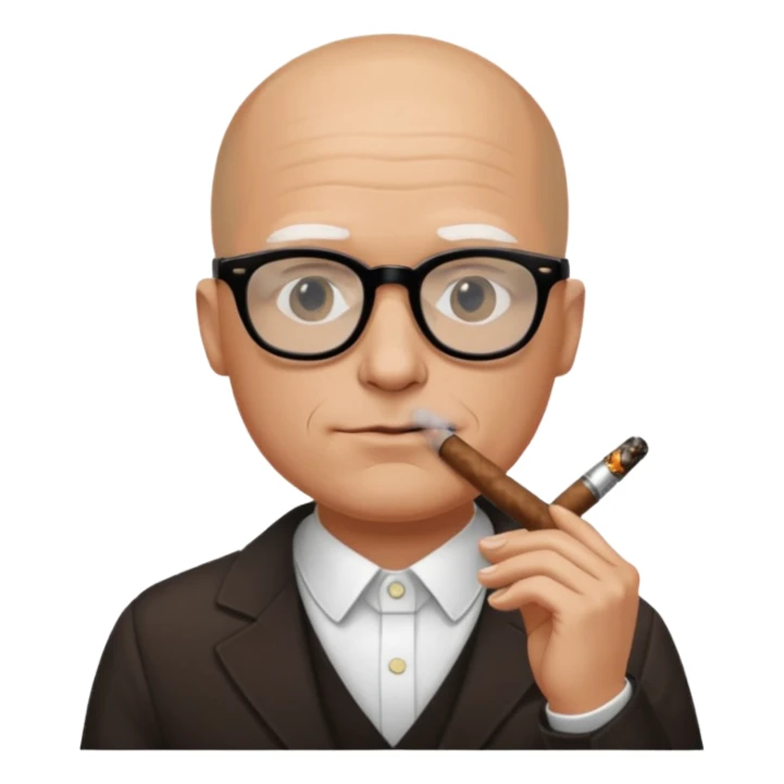 Bald white guy in black glasses and cigar, Andrew Tate sticker
