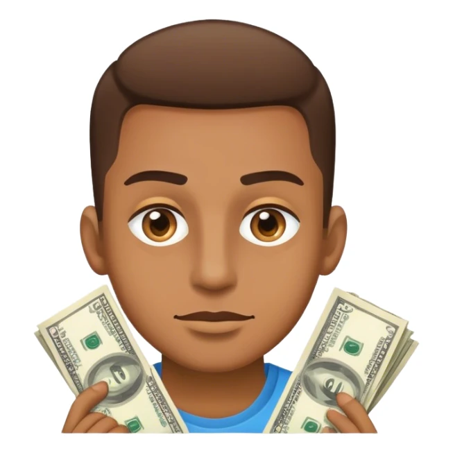 Light brown skin tone guy with money in his eyes sticker