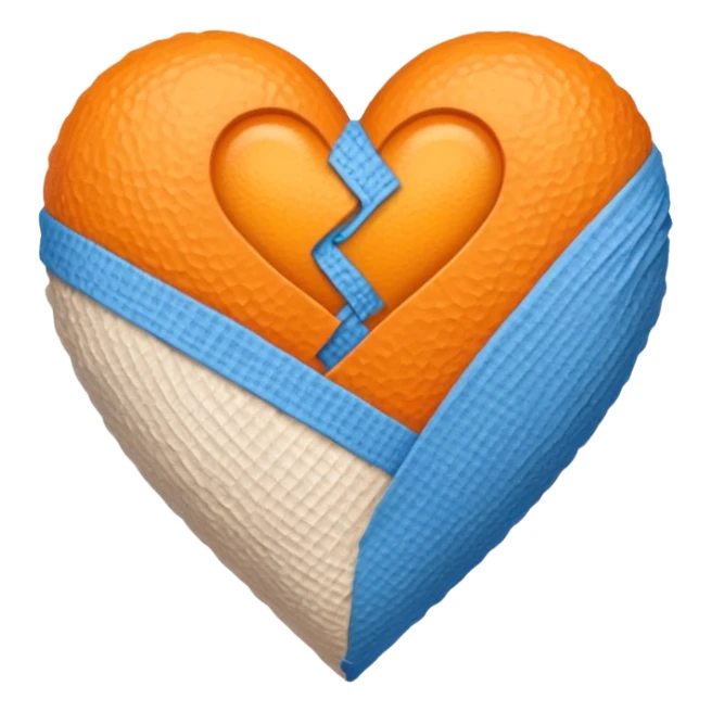 Half blue half orange heart split vertically add a bandage wrapped around the heart  sticker