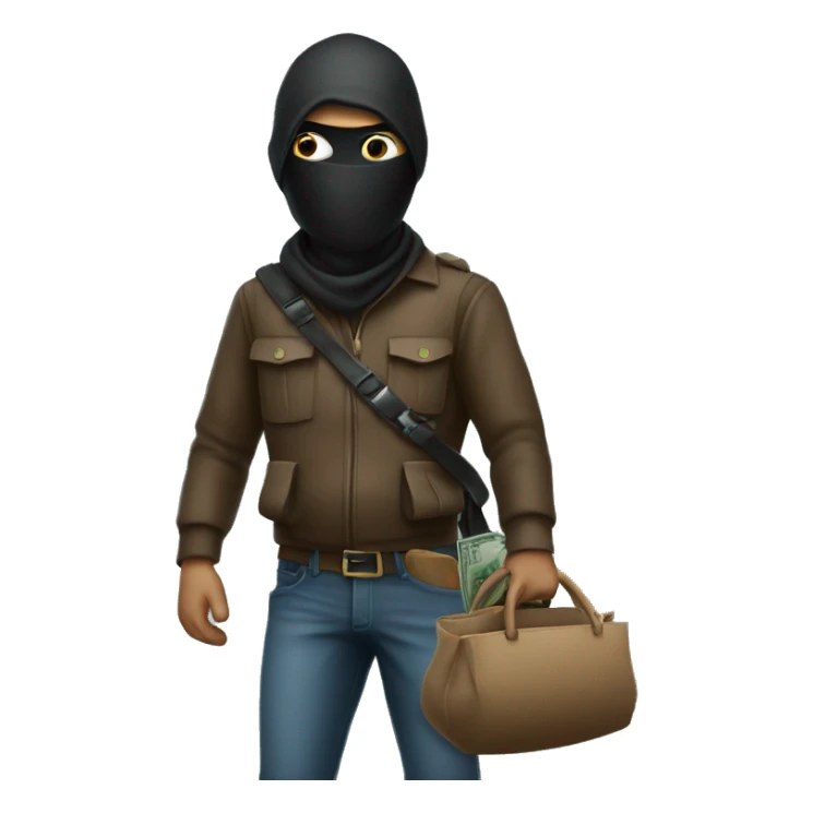 A robber with a bag of money on his shoulder sticker