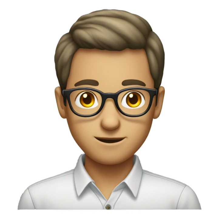 male nerd with rounded eyeglass, and short hair sticker