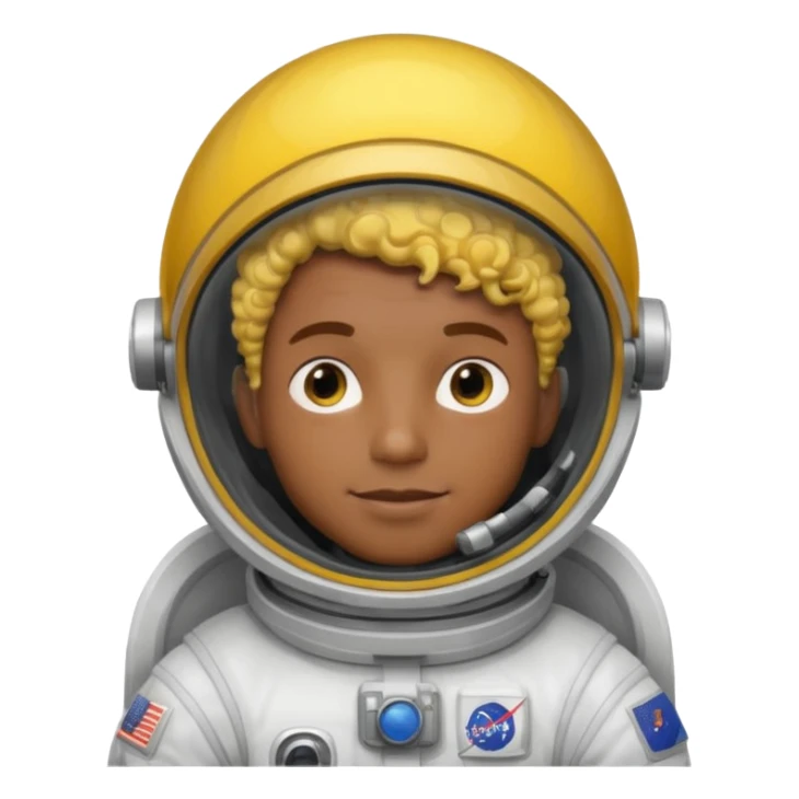 Astronauts, Young, male, dark skin, yellow curly hair sticker