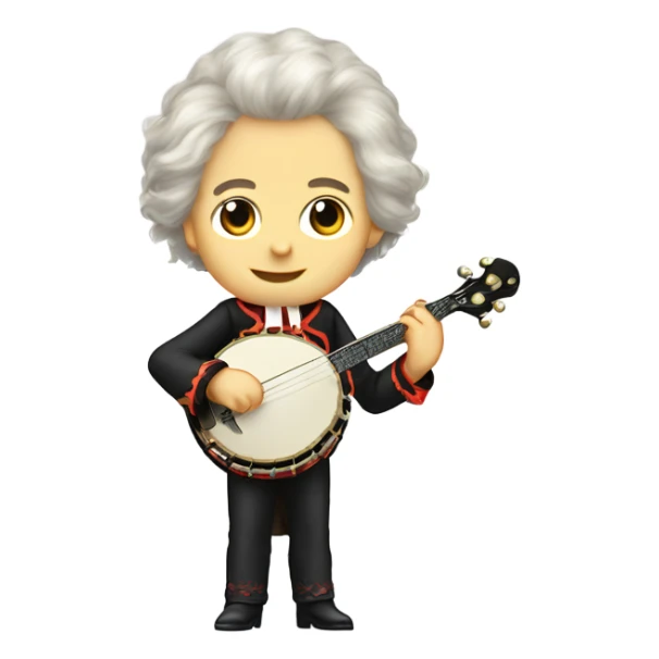 Wolfgang Mozart chibi wig standing young 5-string banjo sticker