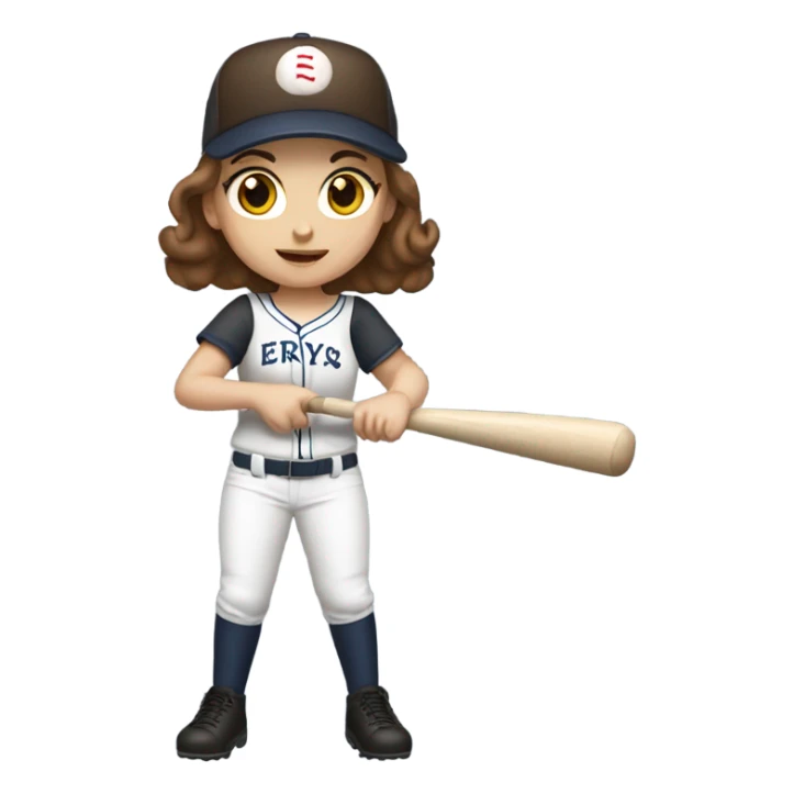 White brunette girl playing baseball sticker