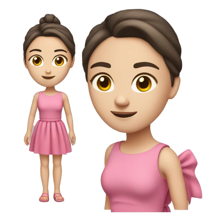 Short brunette with White skin and a ponytail. pink dress full body sticker