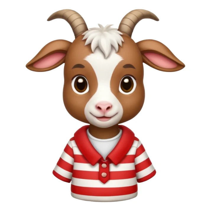 baby goat wearing red and white striped shirt  sticker