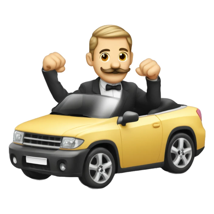 Coupe sur le coter moustache carré et la main droite levé  sticker