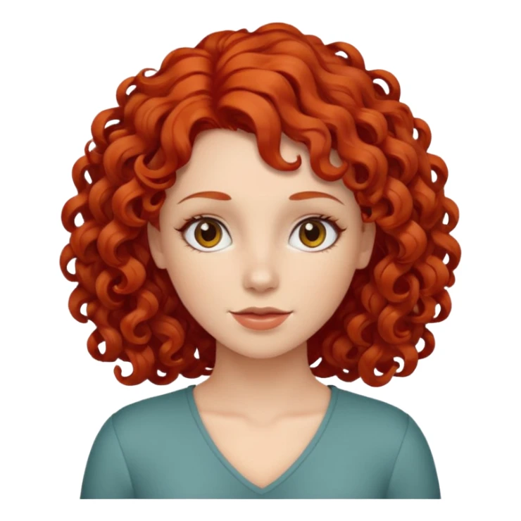 female curly red hair sticker
