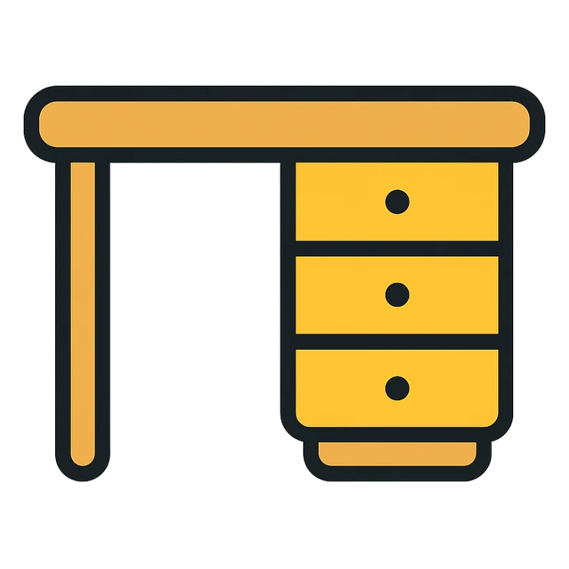 A desk, color outline style sticker