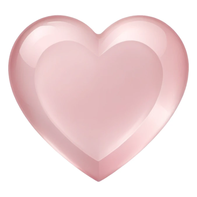 Heart-shaped rose quartz crystal with delicate pink hue and subtle inner cloudiness sticker